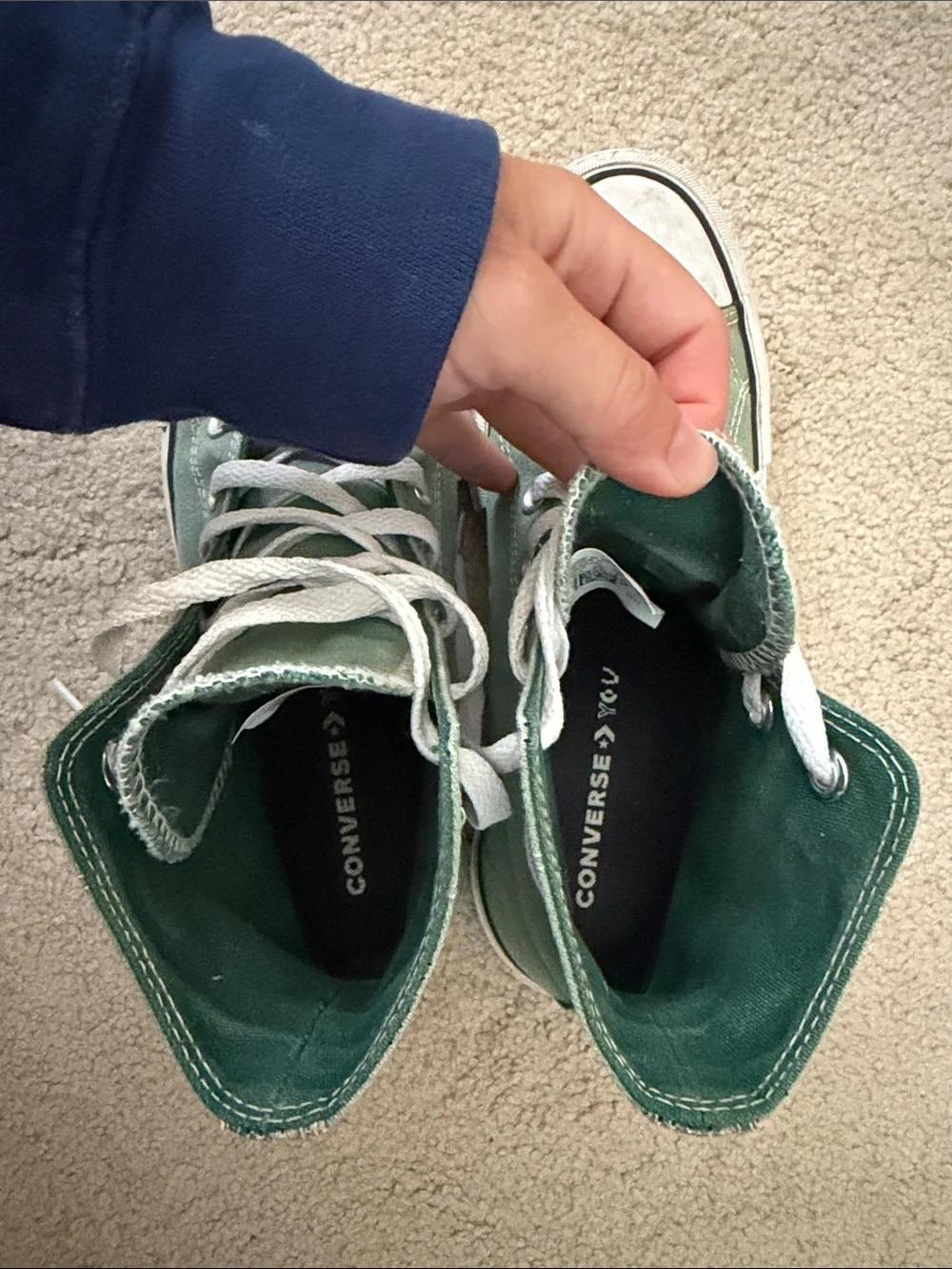 Custom Converse Platform High-Top Canvas Sneakers in Sage Green